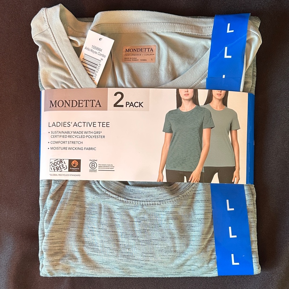 Mondetta Active Tee 2-Pack in Light Gray